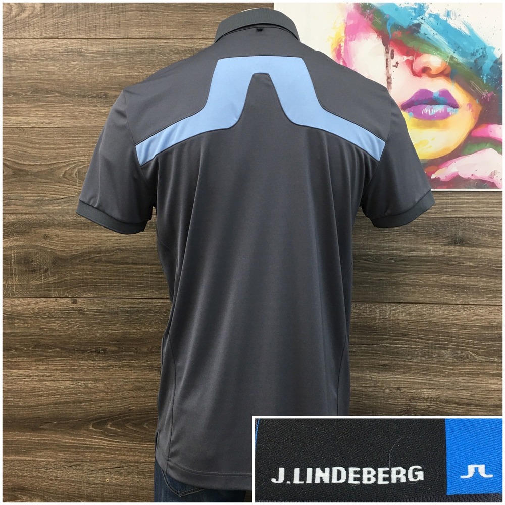 J.Lindeberg Mens KV Regular Fit TX Jersey Golf Polo Shirt Gray Blue Size M